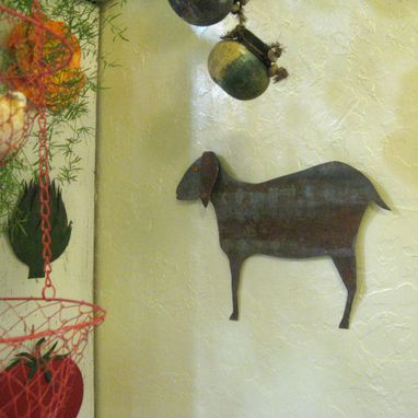Custom Made Metal Folk Art Goat Farm Animal Home Decor Reclaimed Metal Wall Sculpture Barnyard