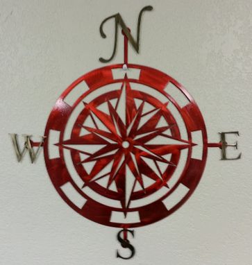 Custom Made 36 Inch Metal Compass Rose Wall Art