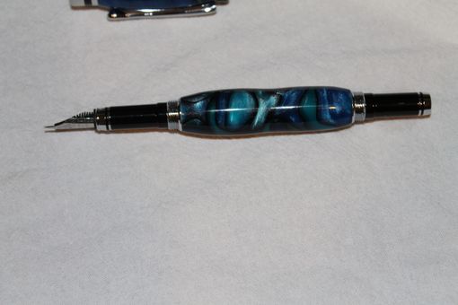 Custom Made Classic Fountain Pen - Acrylic Blue Swirl