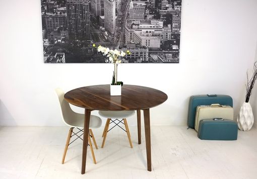 Custom Made Isabelle Mid Century Modern Solid Round Walnut Dining Table