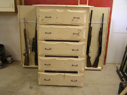 Custom Made Rustic Pine Dresser With Gun Storage