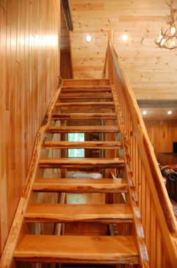 Custom Made Cherry Staircase With Live Edge Slab Material
