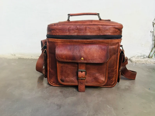 Custom Made Leather Camera Bag, Handmade Messenger Shoulder Travel Camera Case, Dslr