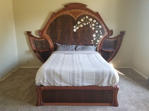 Custom Made Award Winning  Art Nouveau Marquetry Bed