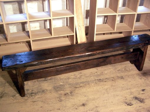Custom Made Thick Plank Farm Bench From Antique Reclaimed Barn Wood