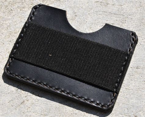 Custom Made Handmade Leather Parvus Wallet Black Chromexcel Black W/ Money Band