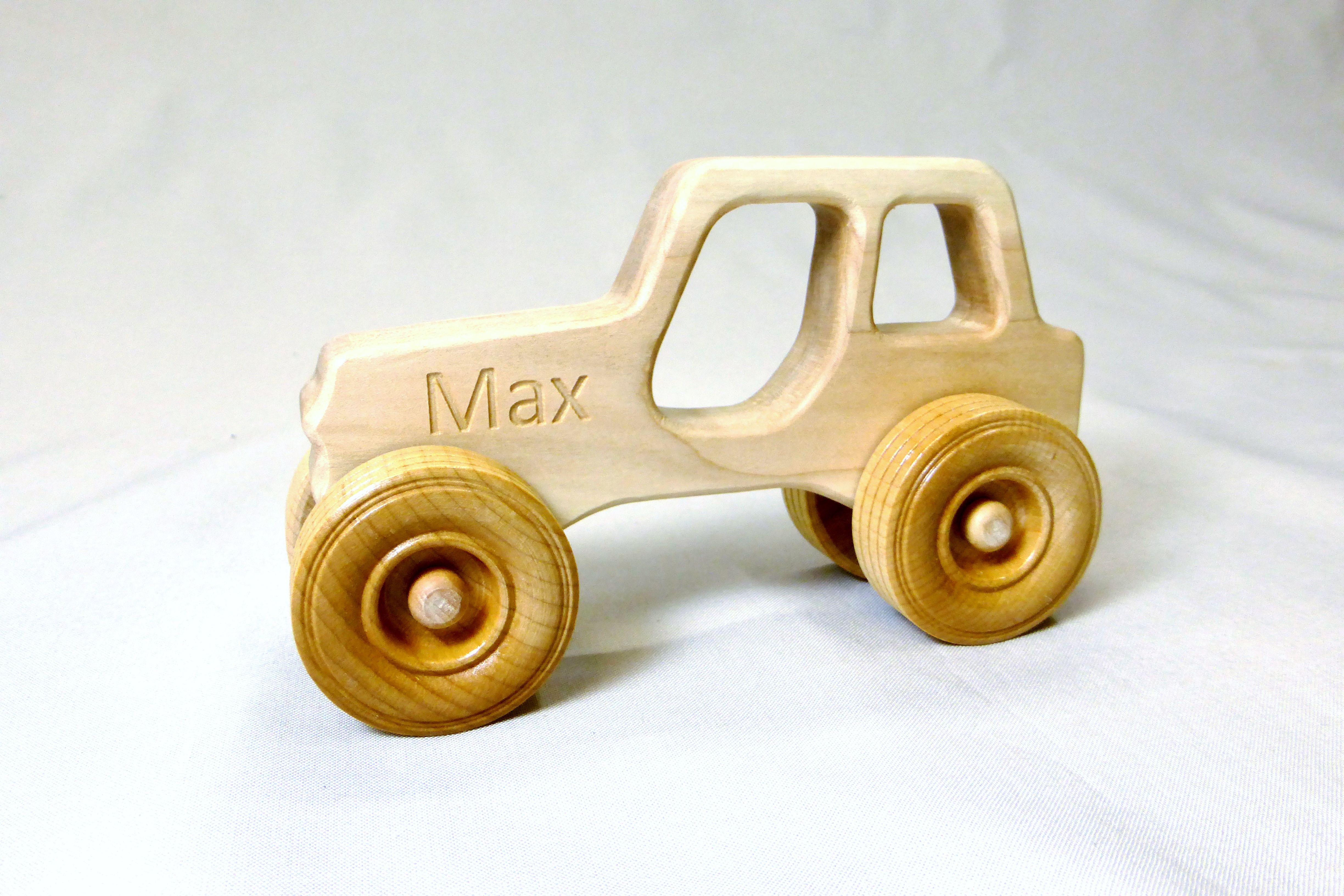 Handmade Wooden Toy Jeep Customized With Name by Three Trees