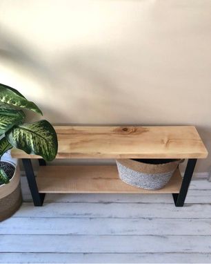Custom Made Foundry Bench No. 102 - Live Edge Solid Maple Entryway Bench - Solid Wood Bench