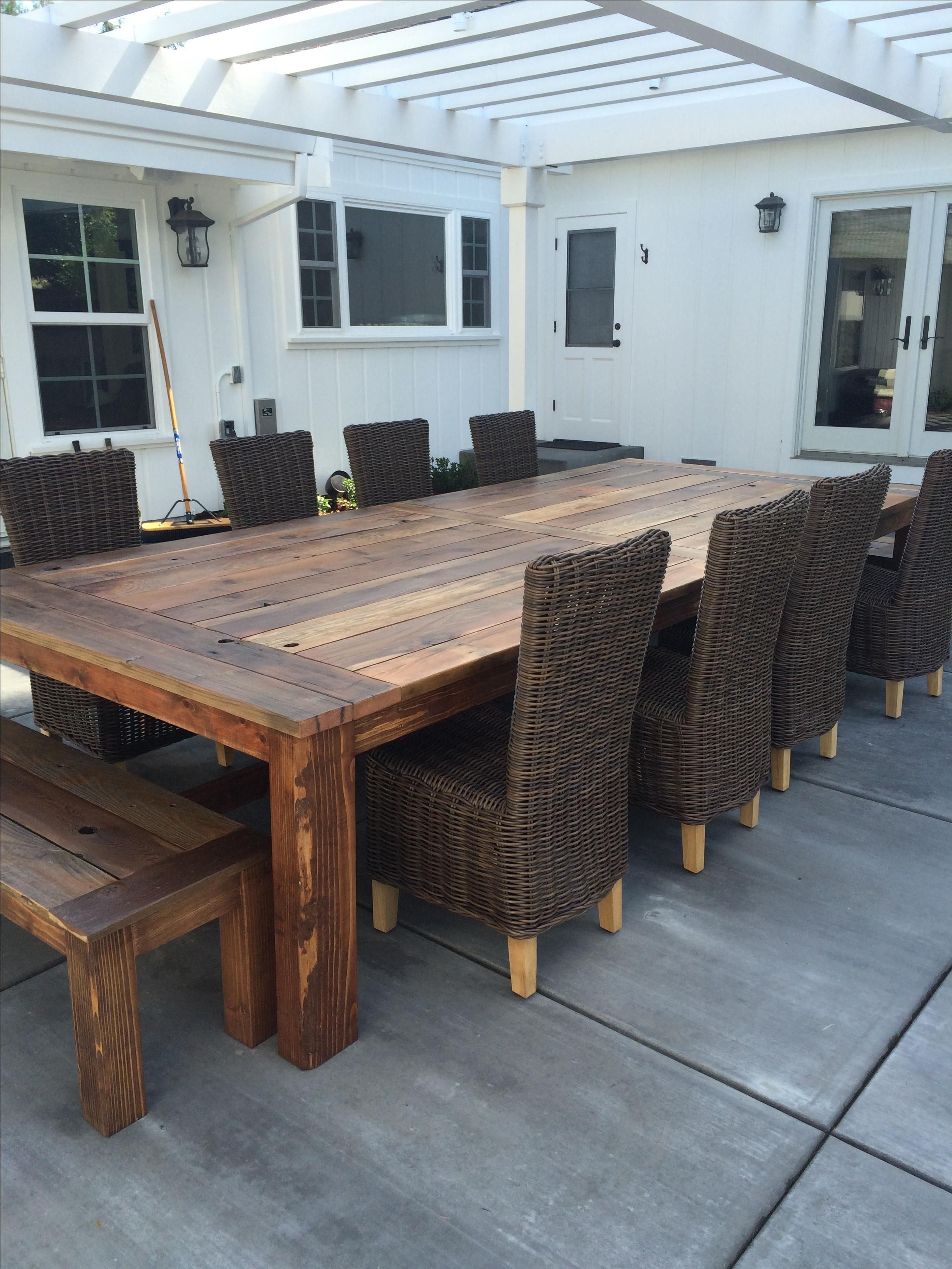 Rustic wood deals patio table