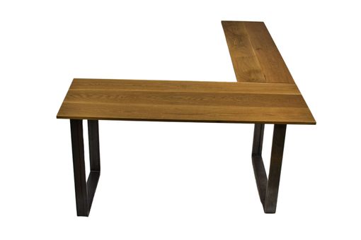 Custom Made Solid Wood L Desk, Oak Corner Desk, L Desk With Metal Legs, Elbow Desk, Custom Office Desk