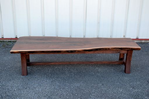 Custom Made Walnut Bench With Curvy Legged Base