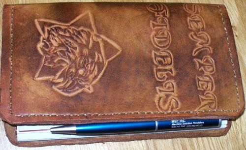 Custom Made Custom Leather Day Planner With Marine Design In Weathered Color
