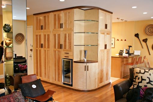 Custom Made Built In Birds Eye Maple, And Walnut Cabinetry