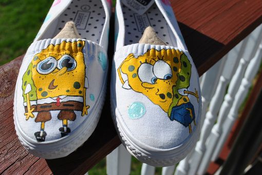 Custom Made Funny Sponge Bob Sneakers Size 7 - Sold