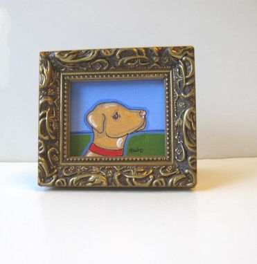 Custom Made Acrylic Animal Painting Miniature Yellow Labrador Painting