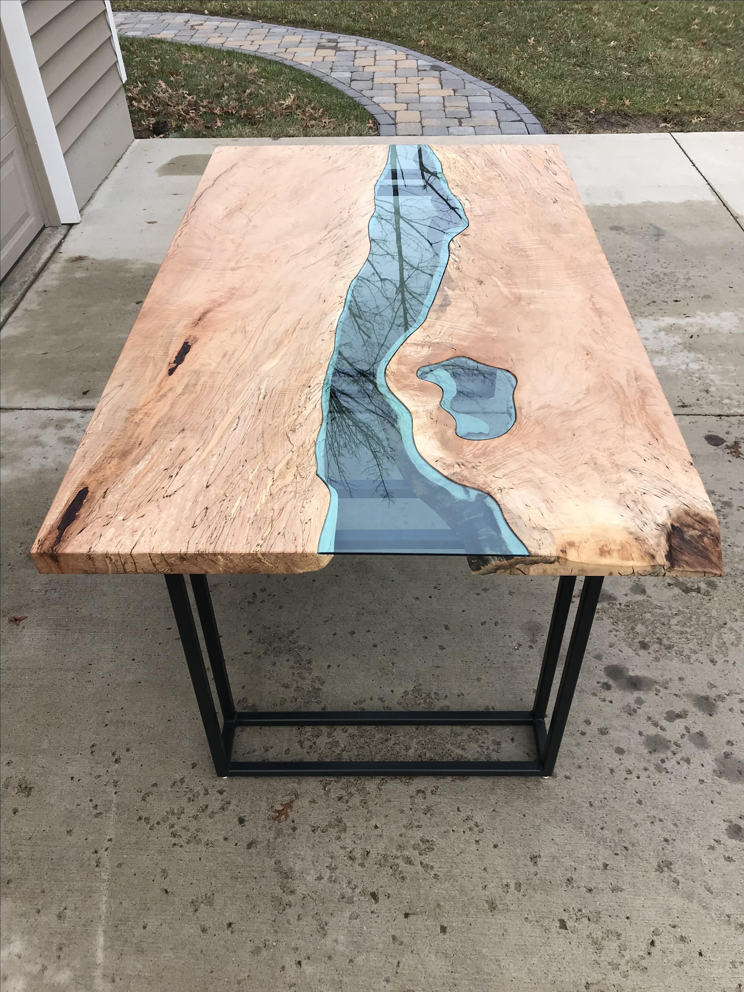 Custom Made Maple River Glass Dining Table by Villella ...