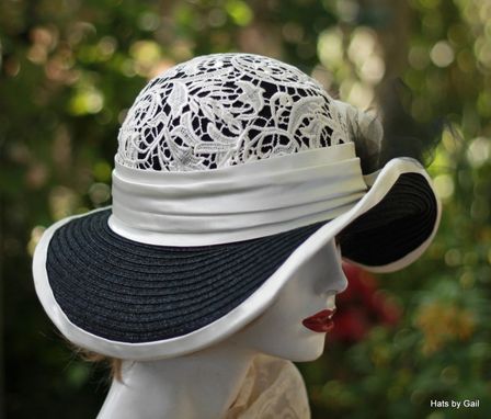 Custom Made Womens Wide Brim Fancy Straw Summer Hat Downton Abbey Style