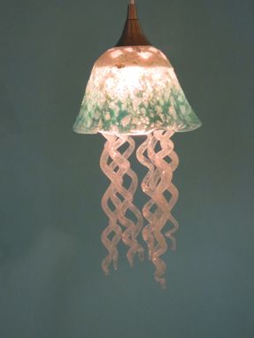 Custom Made Jellyfish Pendant Light - Turquoise White Jellyfish - Blown Glass Lighting - Art Glass Chandelier