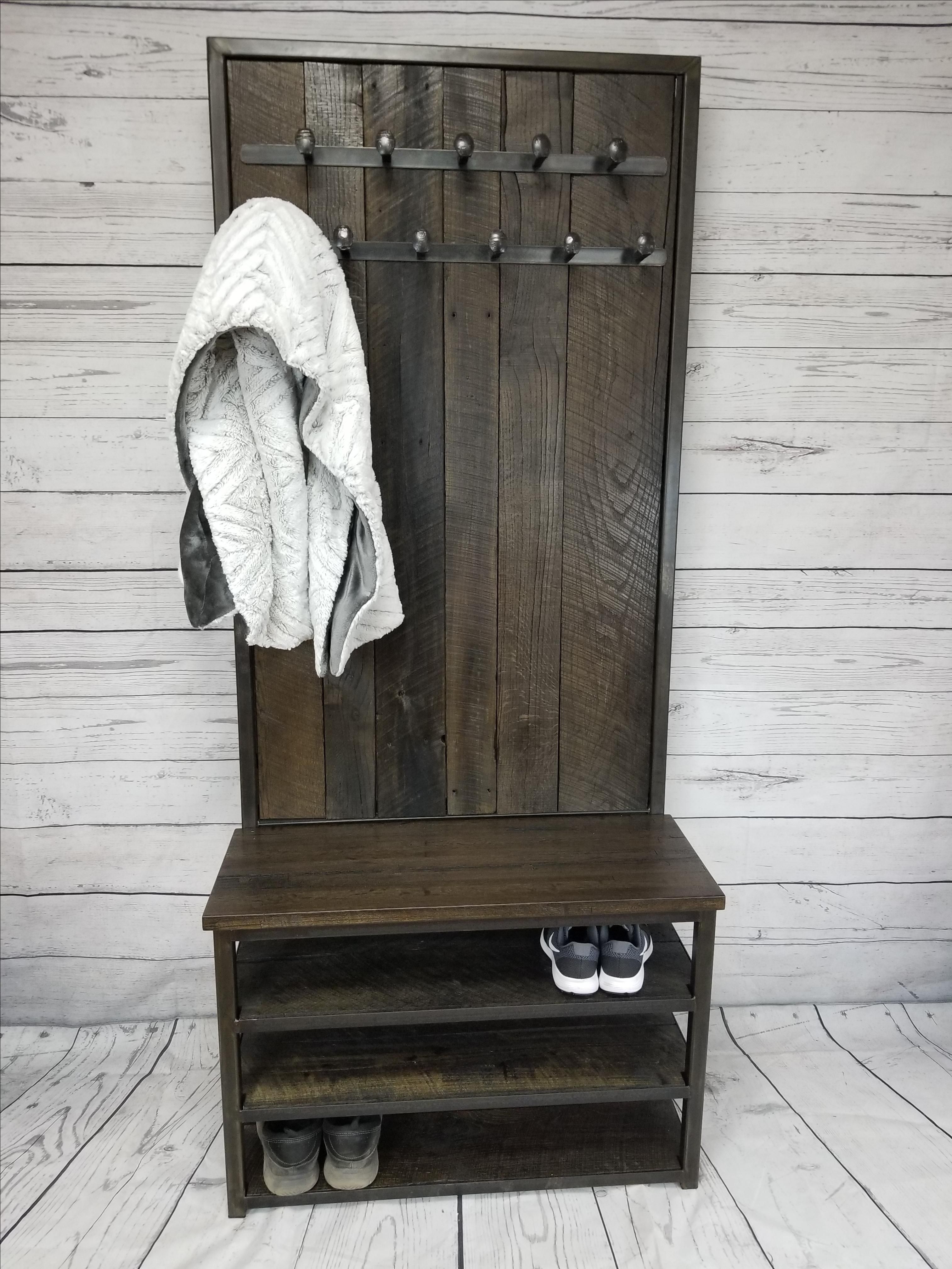 Buy Hand Crafted Reclaimed Barnwood Hall Tree, made to order from Deer