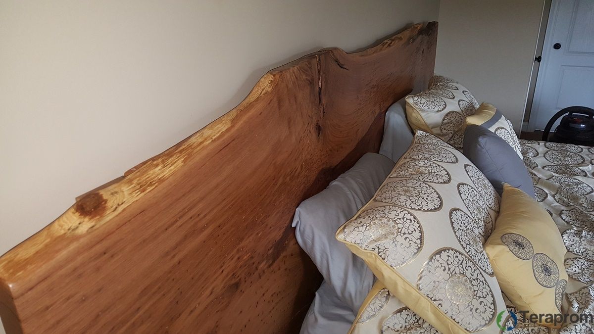 Handmade LiveEdge White Oak Headboard With BuiltIn End Tables by