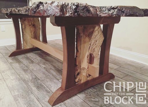 Custom Made Redwood Natural Edge Dining Table