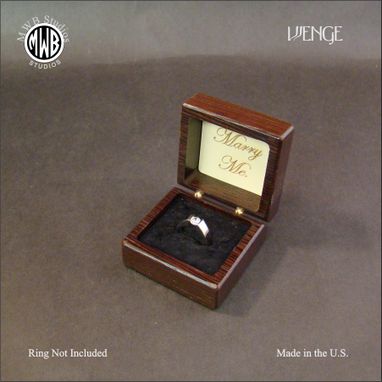 Custom Made Inlaid Engagement Ring Box Of Wenge And Maple. Free Engraving And Shipping. Rb-26