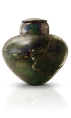 Custom Made Cremation Urns - Hand-Blown Glass - Emerald River