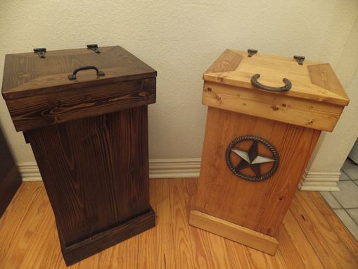 Handmade Rustic Wood Trash Can, Country Wooden Trash Can Holder