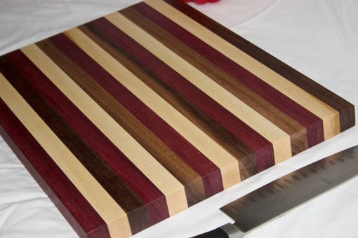 Custom Made Butcher Block, Cutting Board, Purpleheart, Walnut & Rock Maple