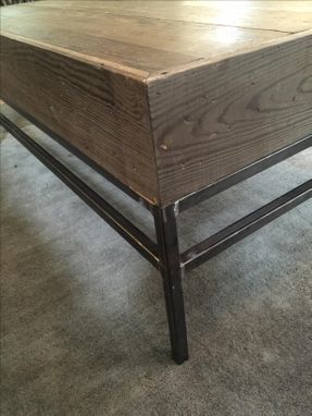 Custom Made Metal And Wood Coffee Table