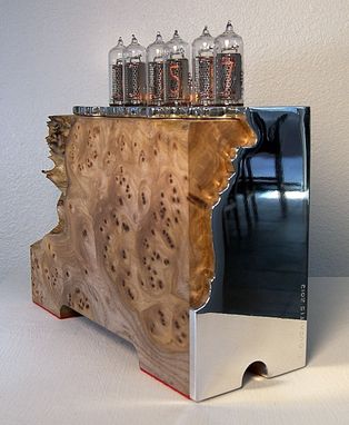 Custom Made Elm Burl "Nixie" Tube Clock