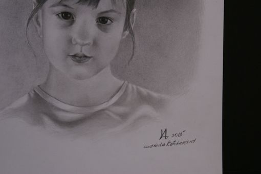Custom Made Portrait Graphite Hand Drawn Custom Young Girl, Child, Daughter
