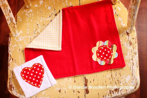 Custom Made Soft Flannel Placemats And Table Napkins "Strawberry Shortcake''