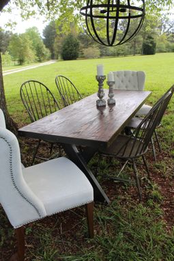 Custom Made Farm Table With Steel Base