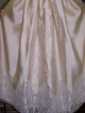 Custom Made Champagne Silk And Embroidered Christening Gown