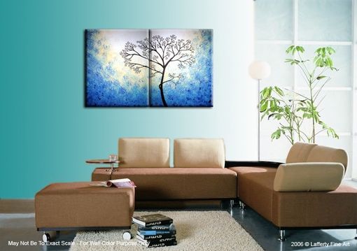 Custom Made Blue White Tree, Original Tree Painting, Abstract Contemporary Landscape, Fine Art Painting