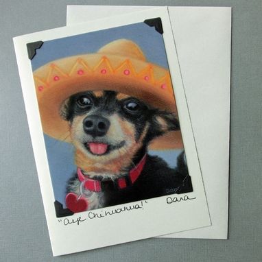 Custom Made Chihuahua Card - Chi Mix - Min Pin Mix - Dog Art - Cinco De Mayo