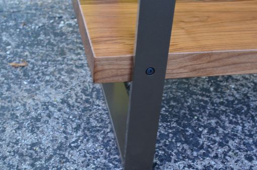 Custom Made Walnut And Steel Counter Height Table