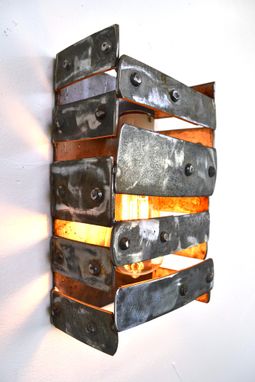 Custom Made Wine Barrel Wall Sconce - Boucle - Made From Retired California Wine Barrel Rings