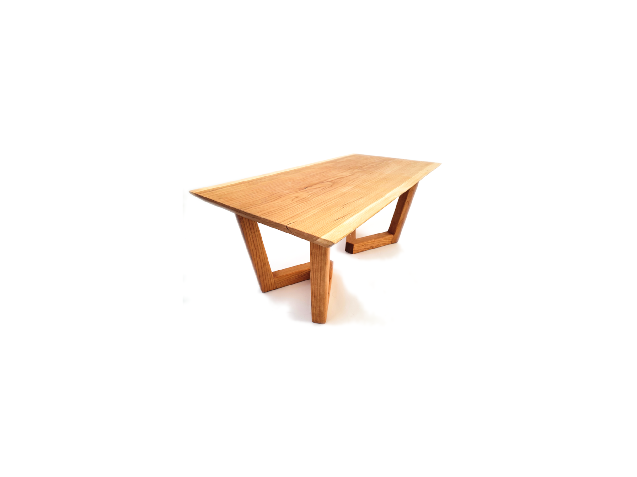 Buy Hand Made Cherry Live Edge Slab Coffee And End Table Set, made to