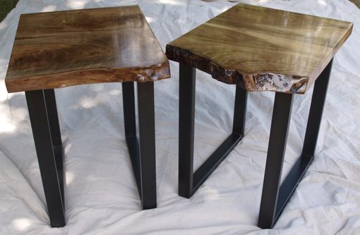 Custom Made Live Edge Walnut End Tables With Steel Base