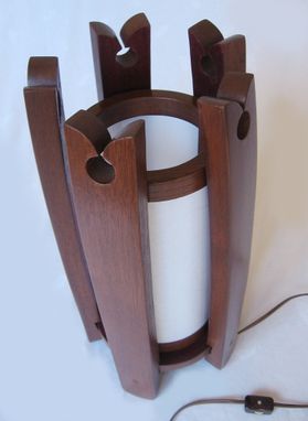 Custom Made The Castle, Recycled Oak Wine Barrel Staves Lamp, Shoji Paper