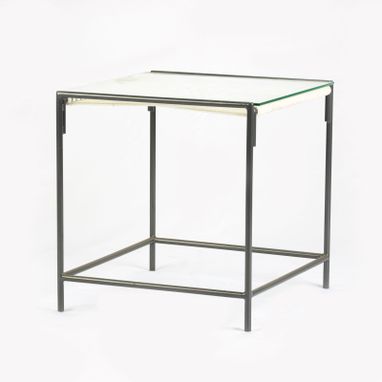Custom Made Hand Crafted Steel, Glass And Cord Side Table