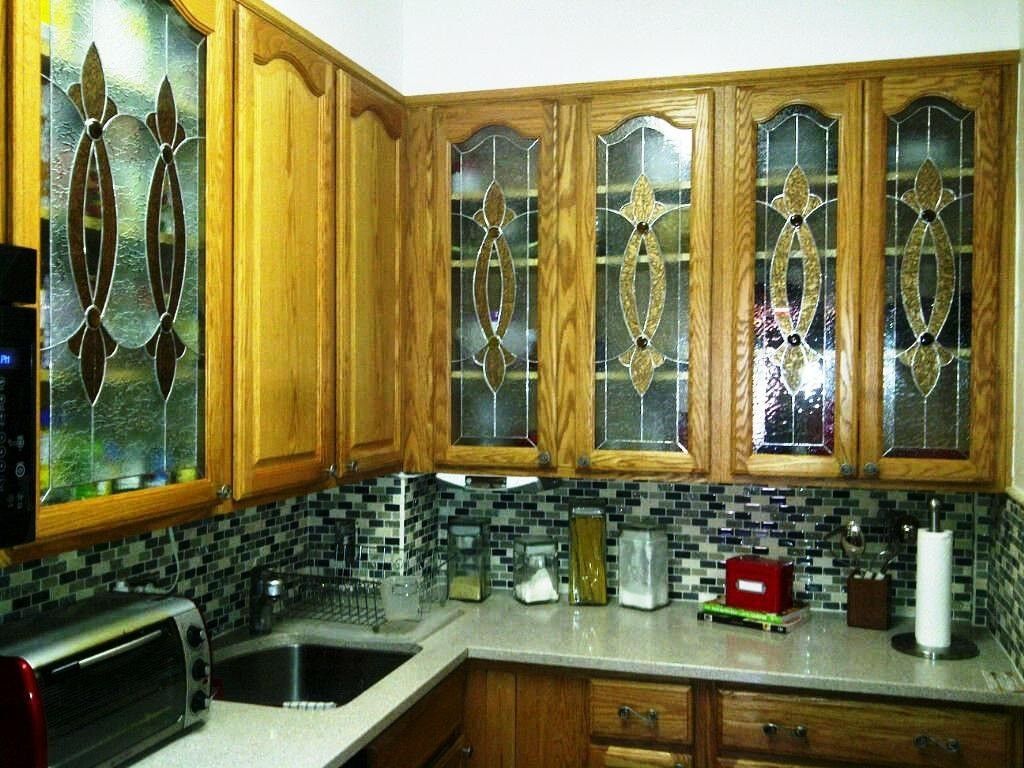 Before An After Punched Tin Tin Kitchen Glass Kitchen Cabinet Doors   19023.138628 