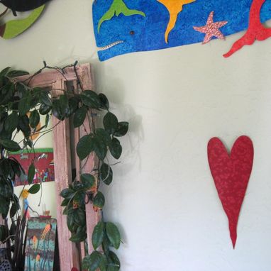Custom Made Handmade Upcycled Metal Valentine's Heart Wall Decor In Red