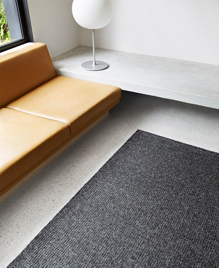 Hand Crafted Cable Knit Hand Woven Braided Wool Rug Dark Grey by