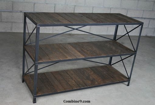 Custom Made Reclaimed Wood Shelving Unit. Rustic Bookcase. Wood Shoe Rack. Steel & Reclaimed Wood. Loft Decor.