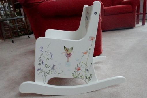 Custom Made Children's Rocking Chair Painted With Flower Fairies, Wild Flowers & Butterflies