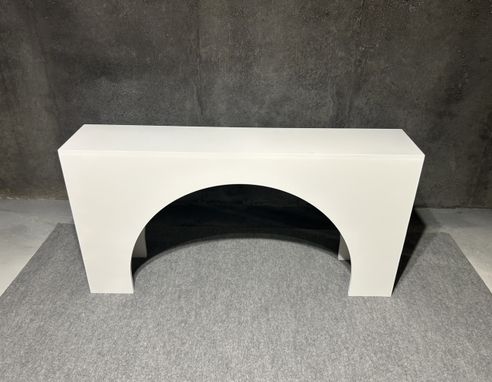 Custom Made Modern White Rectangular Arched Console Table