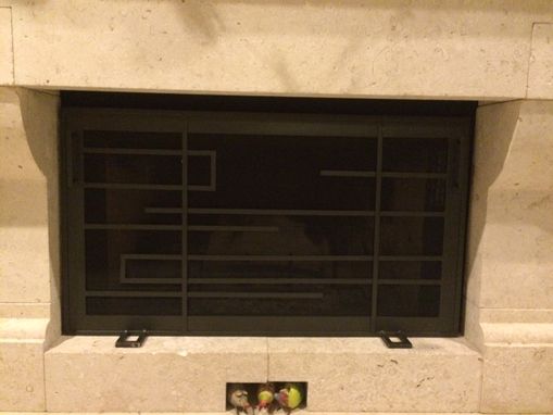 Custom Made Frank Lloyd Wright Style Fireplace Screen